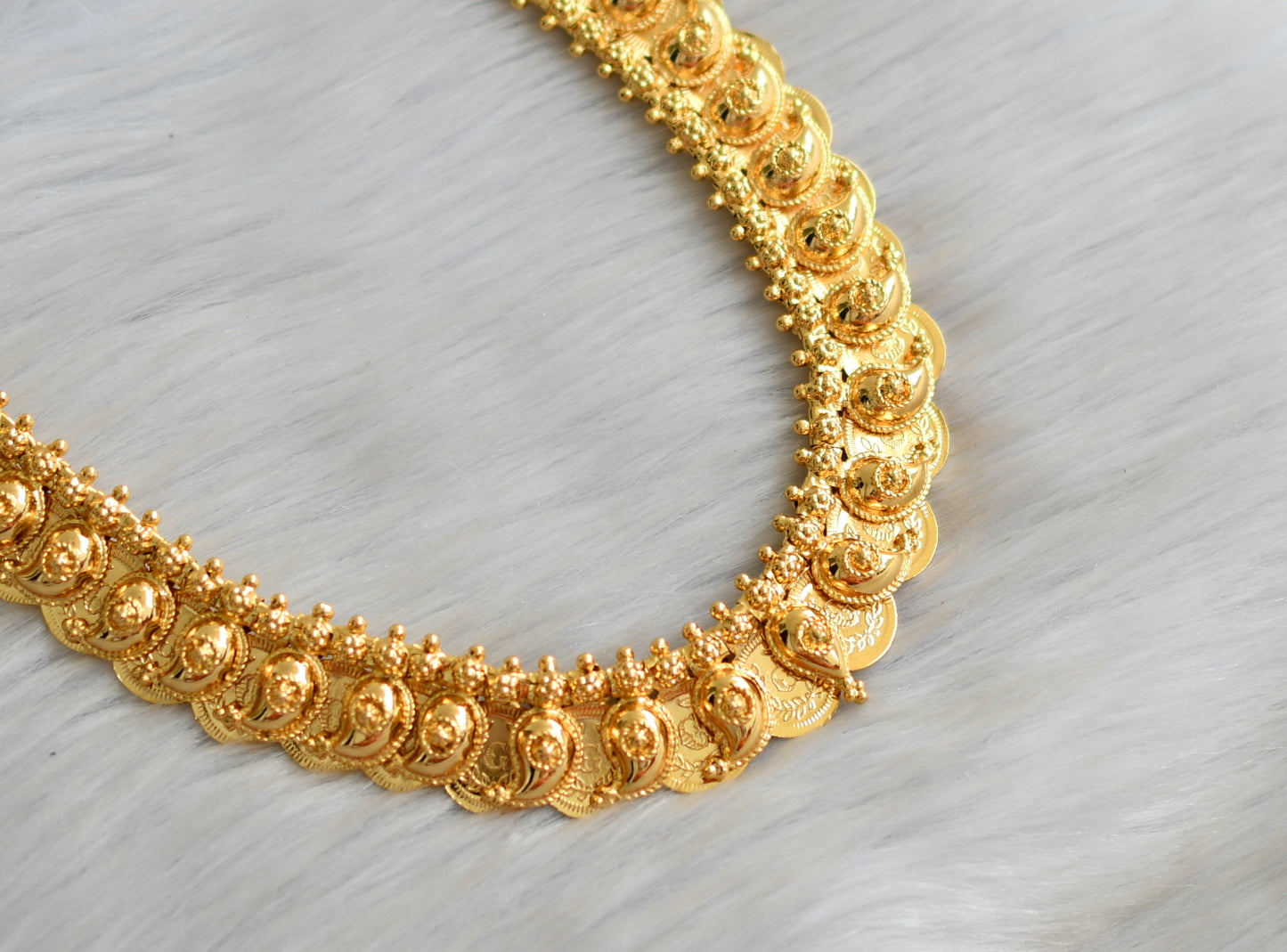Gold tone Reversible mango Lakshmi coin necklace dj-42432