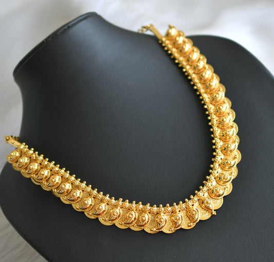 Gold tone Reversible mango Lakshmi coin necklace dj-42432