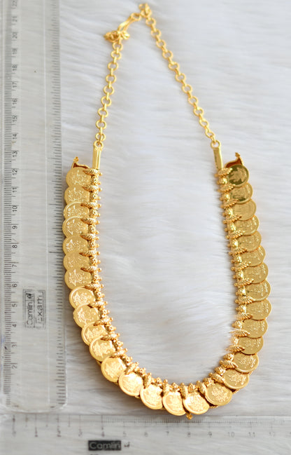 Gold tone Reversible mango Lakshmi coin necklace dj-42432
