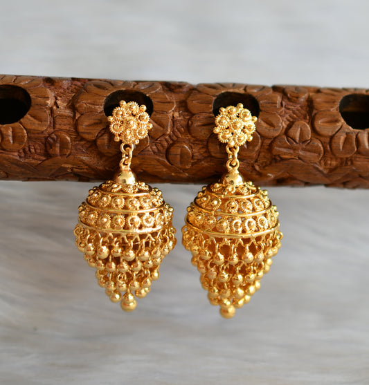 Gold tone Kerala style step jhumkka dj-42437