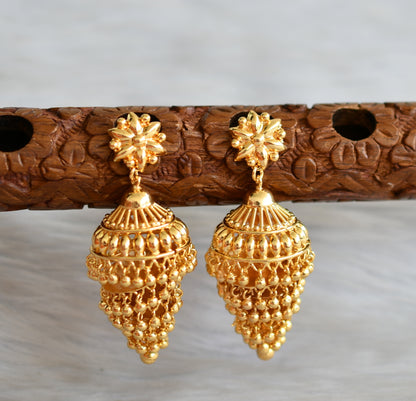 Gold tone Kerala style step jhumkka dj-42438