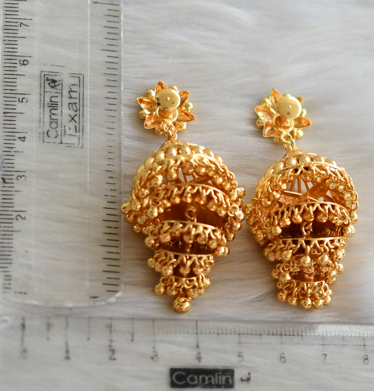 Gold tone Kerala style step jhumkka dj-42438