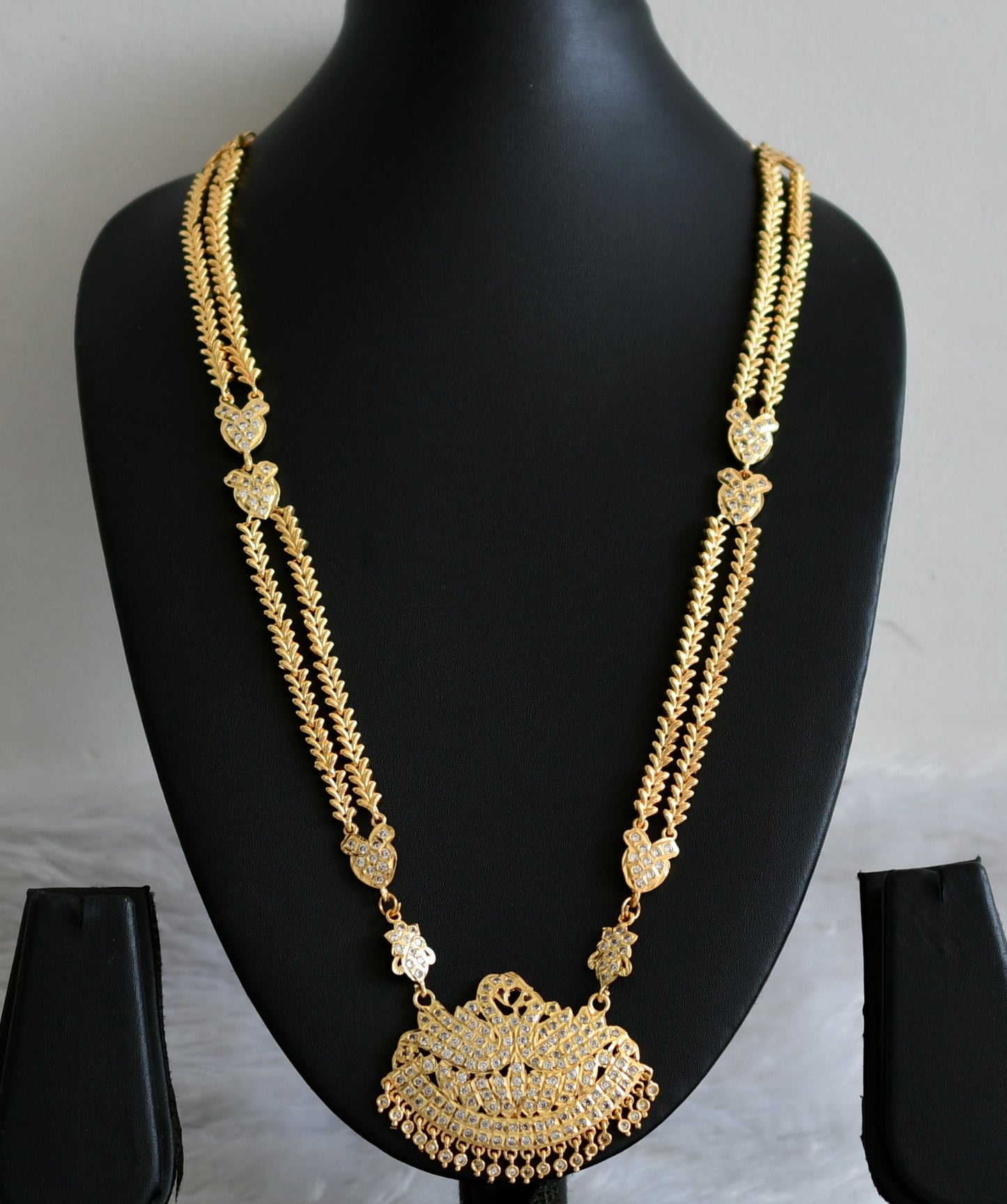 Gold tone ad white swan double layer chain haar dj-48927