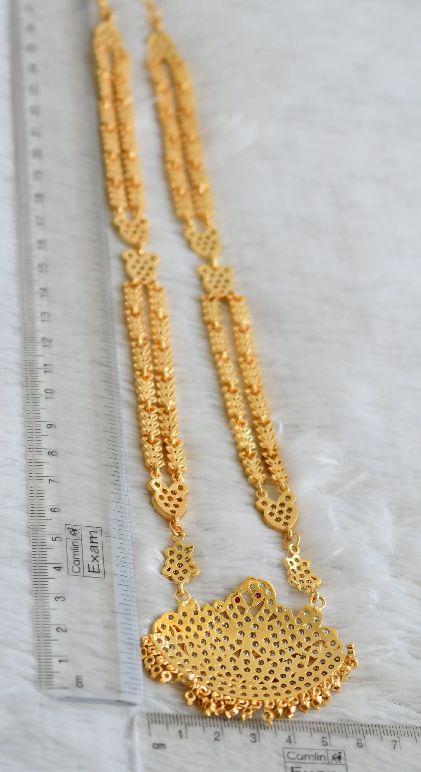 Gold tone ad white swan double layer chain haar dj-48927