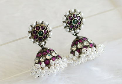 Black finish precious kemp pearl jhumkka DJ-50728