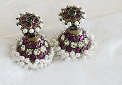 Black finish precious kemp pearl jhumkka DJ-50728