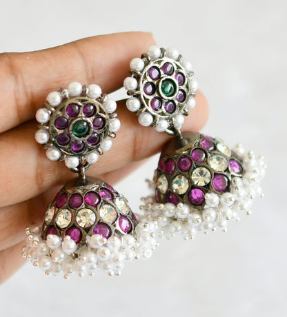 Black finish precious kemp pearl jhumkka DJ-50728