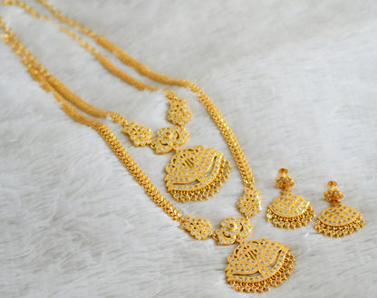 Gold tone ad white south indain style swan combo haar set dj-48930