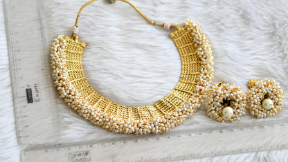 Antique pearl cluster choker necklace set dj-08025
