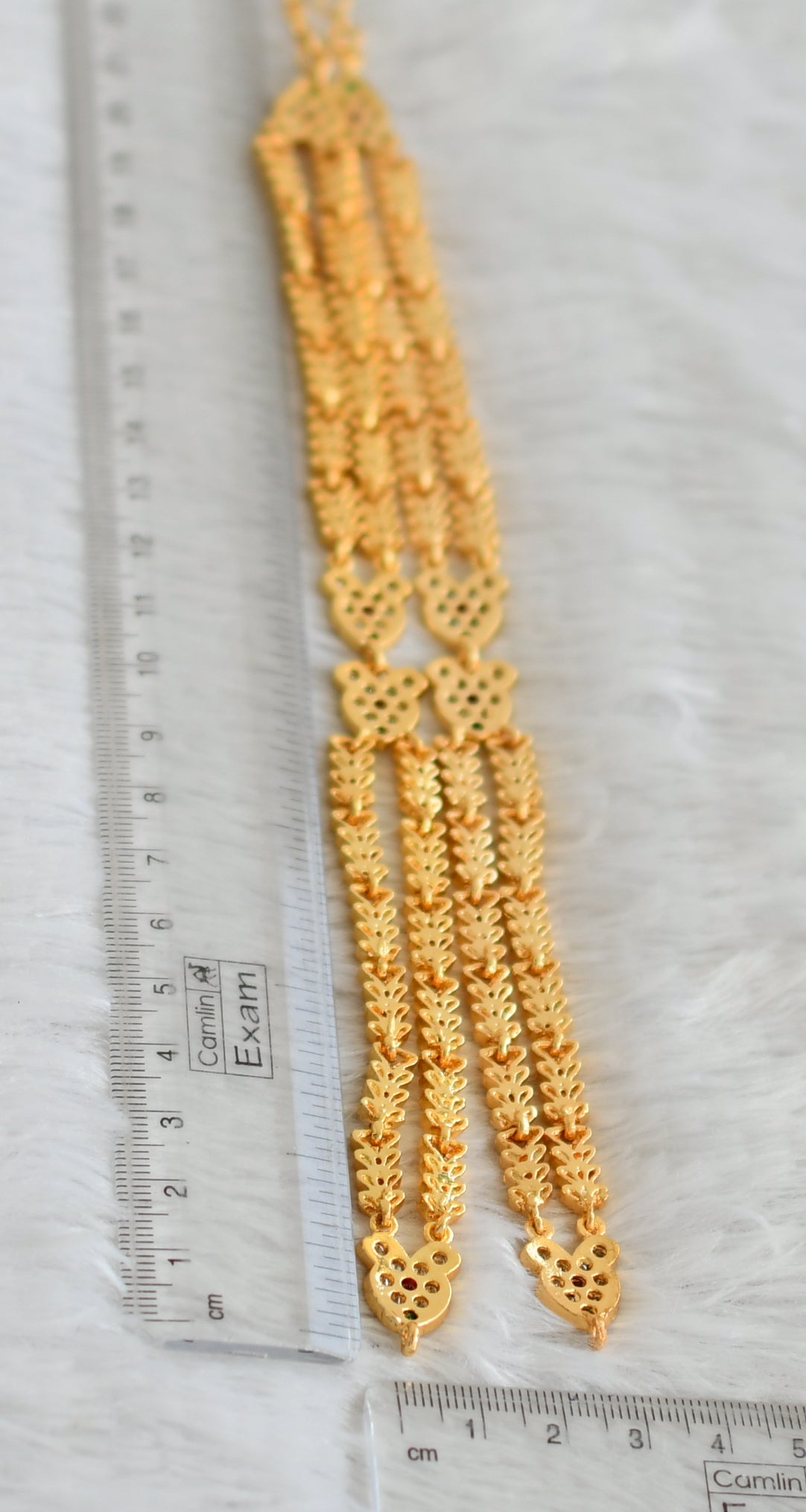 Gold tone ad white double layer chain for haar dj-48923