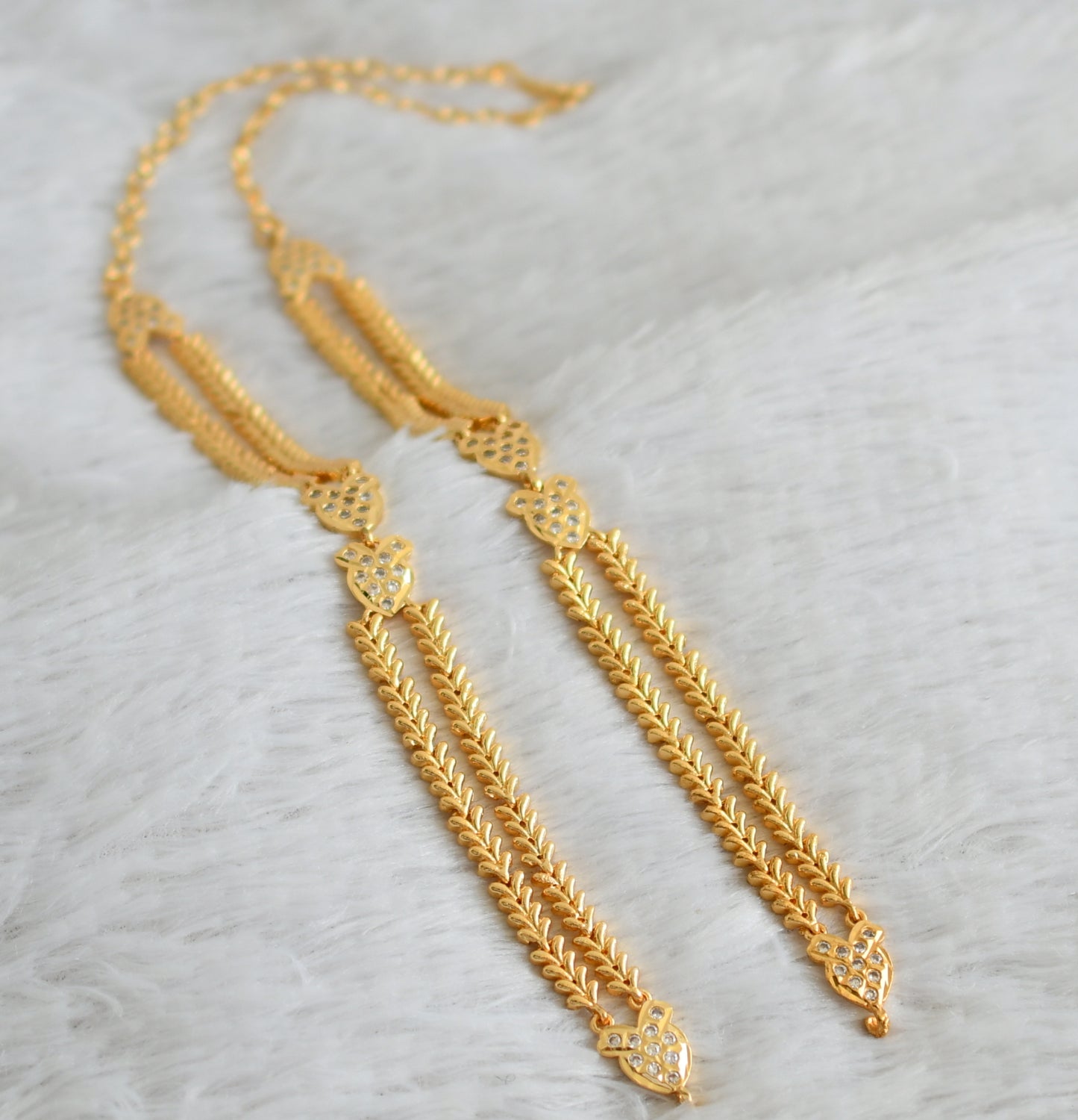 Gold tone ad white double layer chain for haar dj-48923