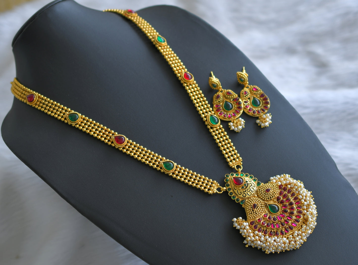 Antique kemp-green pearl cluster mango haar set dj-16465