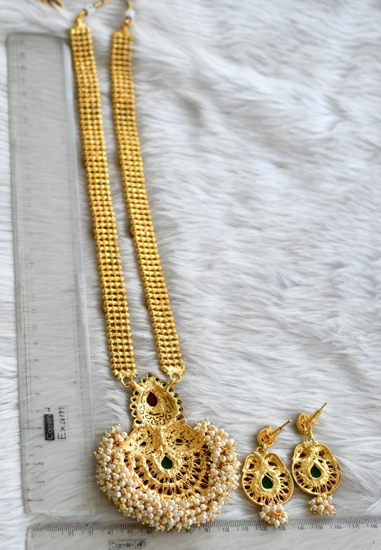 Antique kemp-green pearl cluster mango haar set dj-16465