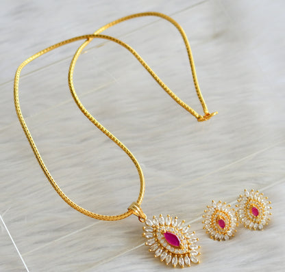 Gold tone cz white-ruby pendant set dj-26116