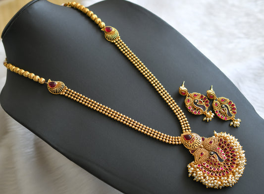 Antique kemp peacock pearl cluster ball chain haar set dj-16872