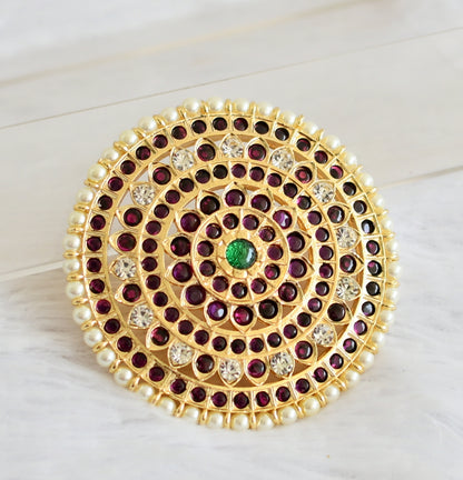 Gold tone kemp-green-white precious pearl round flower hair jwell( rakodi) dj-50866