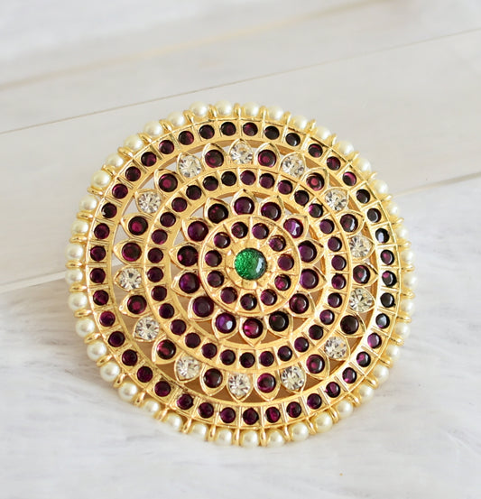 Gold tone kemp-green-white precious pearl round flower hair jwell( rakodi) dj-50866