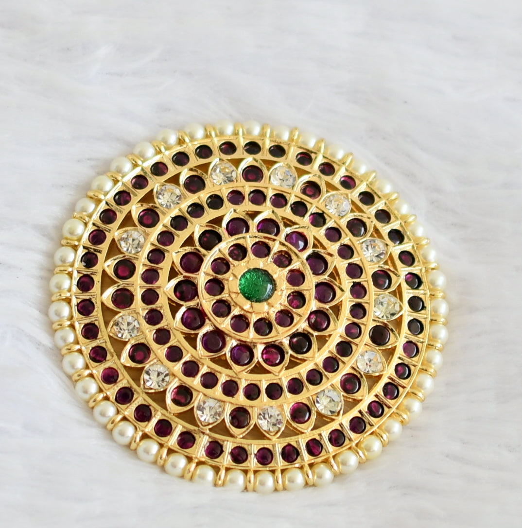 Gold tone kemp-green-white precious pearl round flower hair jwell( rakodi) dj-50866
