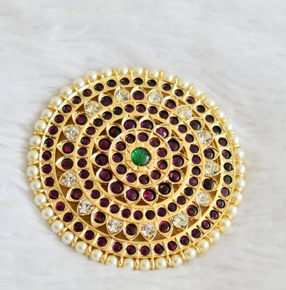 Gold tone kemp-green-white precious pearl round flower hair jwell( rakodi) dj-50866