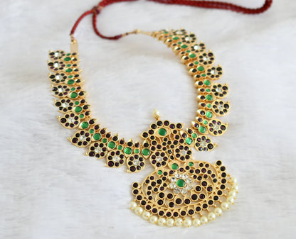 Gold tone precious kemp-green-white mango pearl magari necklace dj-50873