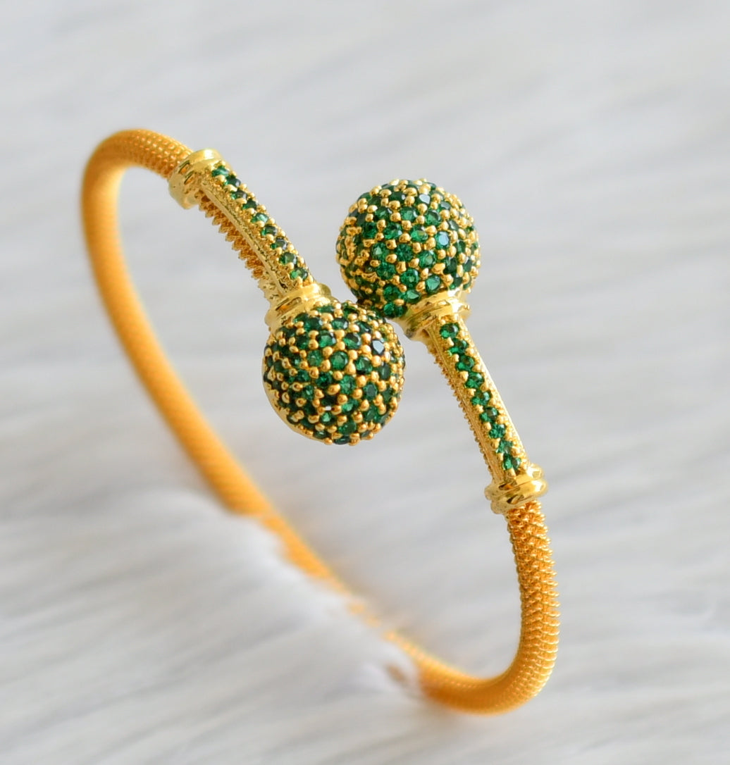 Gold tone green open type bracelet dj-03136