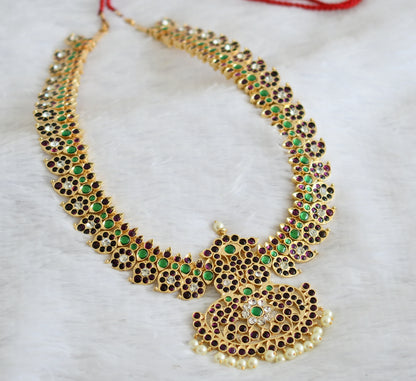 Gold tone precious kemp-green-white Magari mango pearl haar dj-50874