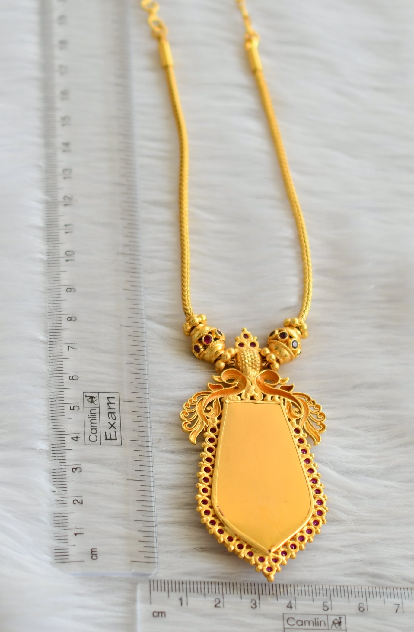 Gold tone pink-green ganesha nagapadam necklace set dj-45459