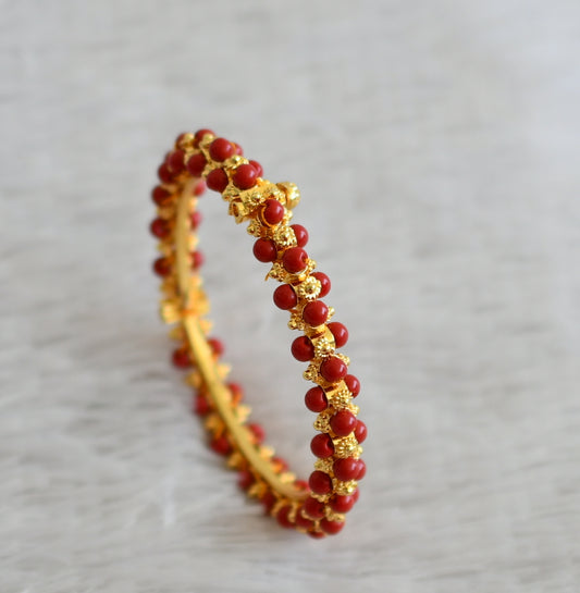 Gold tone coral beaded bangle(2.4) dj-48952