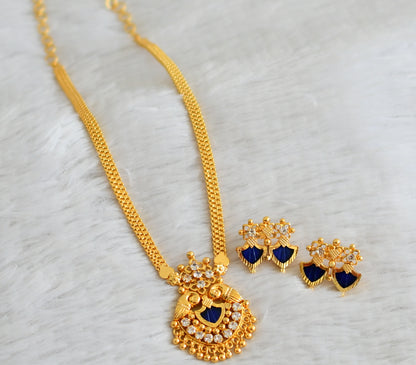 Gold tone kerala style blue palakka necklace set dj-48944