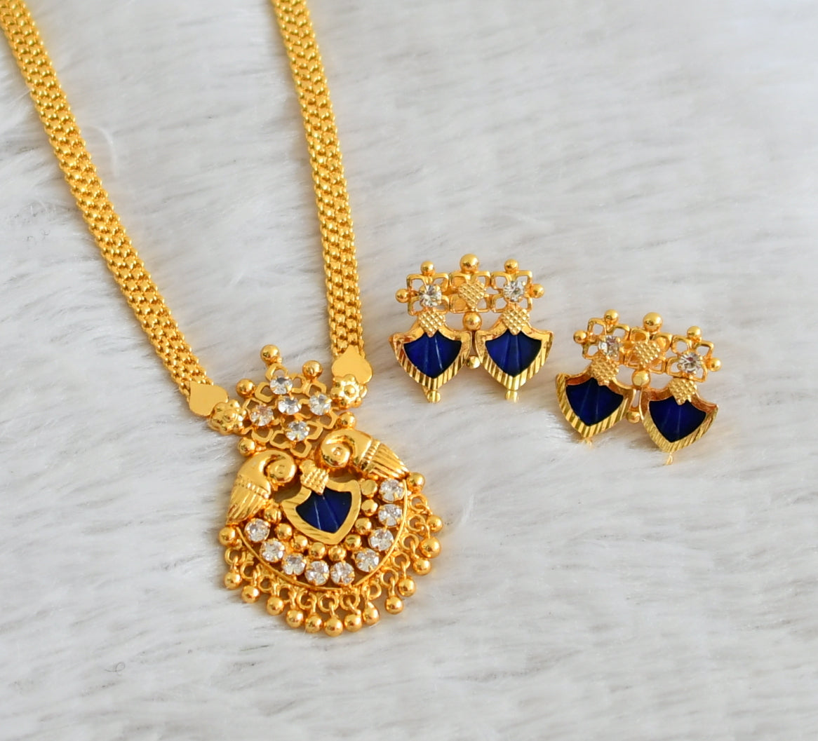 Gold tone kerala style blue palakka necklace set dj-48944