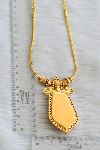Gold tone pink-green lakshmi nagapadam necklace set dj-45458