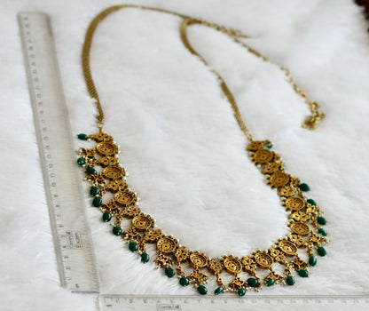 Antique green-white oval stone green beaded victorian waist chain dj-50870