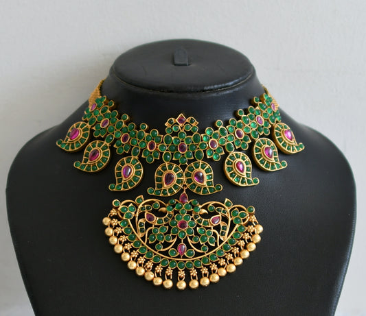 Matte finish green-kemp mango choker necklace dj-50826