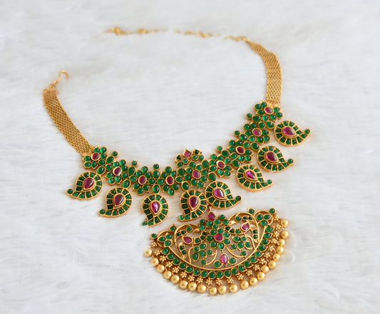 Matte finish green-kemp mango choker necklace dj-50826