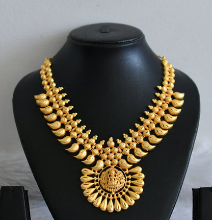 Matte gold tone kerala style lakshmi mango necklace dj-48943