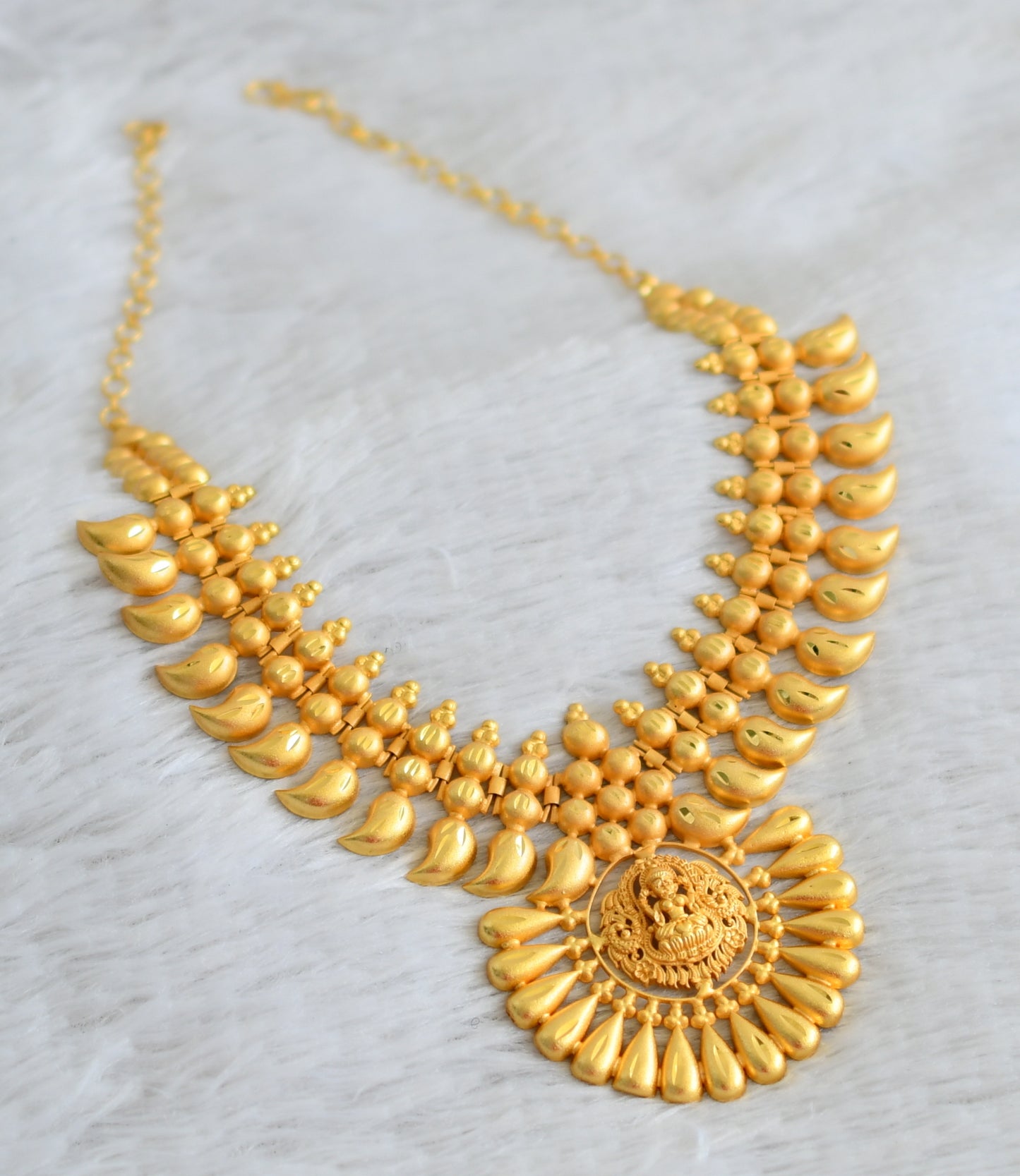 Matte gold tone kerala style lakshmi mango necklace dj-48943