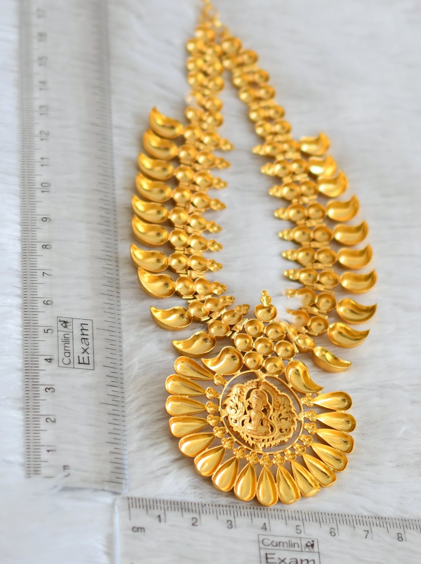 Matte gold tone kerala style lakshmi mango necklace dj-48943