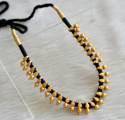 Antique gold tone black thread necklace dj-43799