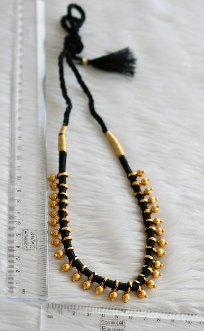 Antique gold tone black thread necklace dj-43799