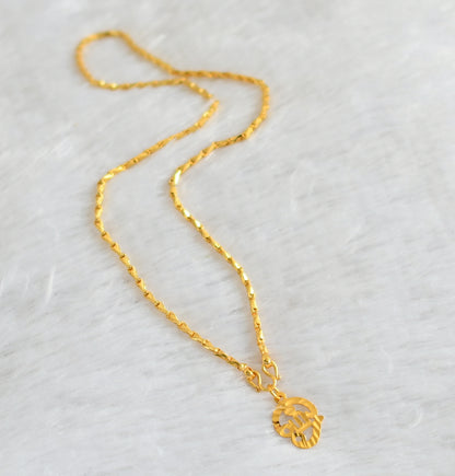 Gold tone Tamil Om pendant with 18 inches chain dj-42361