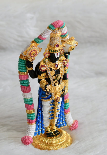 Gold tone cz ruby-green sri balaji idol/vigraham dj-48932