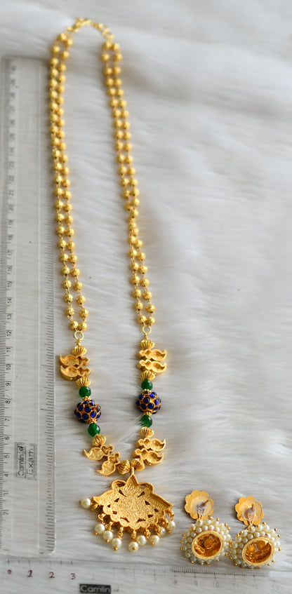 Gold tone blue-green mango chain/Necklace set dj-19079