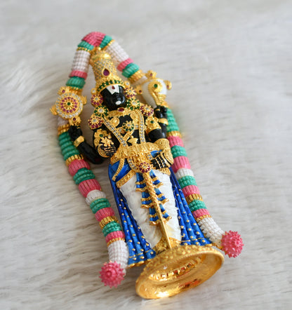 Gold tone cz ruby-green sri balaji idol/vigraham dj-48932