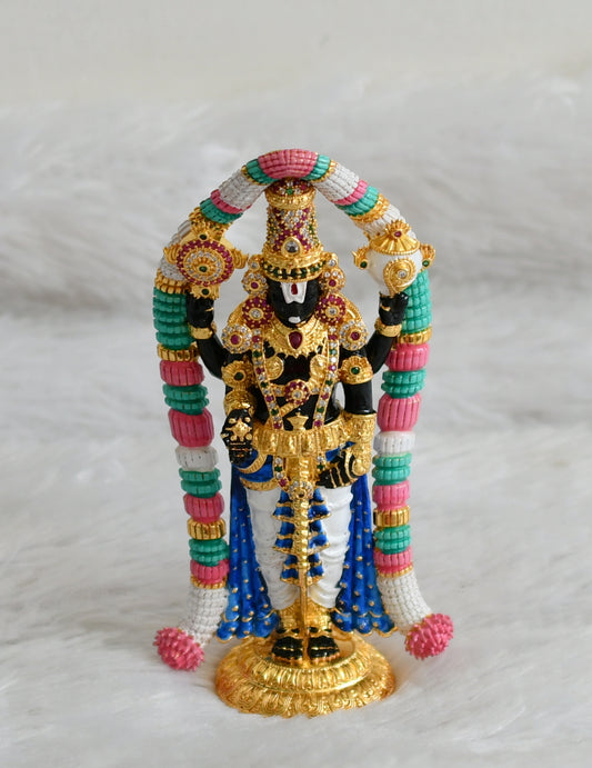 Gold tone ruby-green-white sri balaji idol/vigraham dj-48933