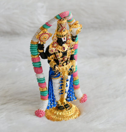 Gold tone ruby-green-white sri balaji idol/vigraham dj-48933