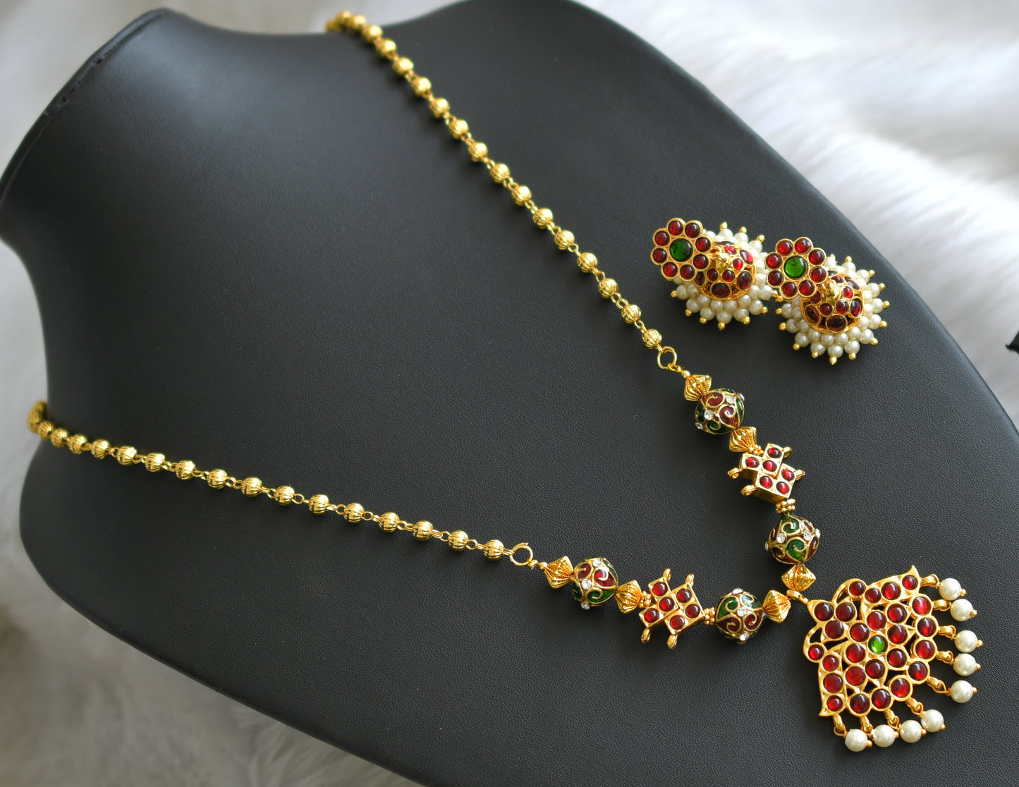 Gold tone Long temple necklace set dj-29299