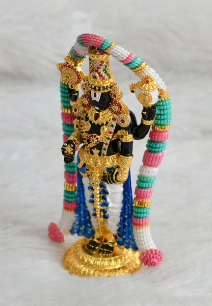 Gold tone ruby-green-white sri balaji idol/vigraham dj-48933