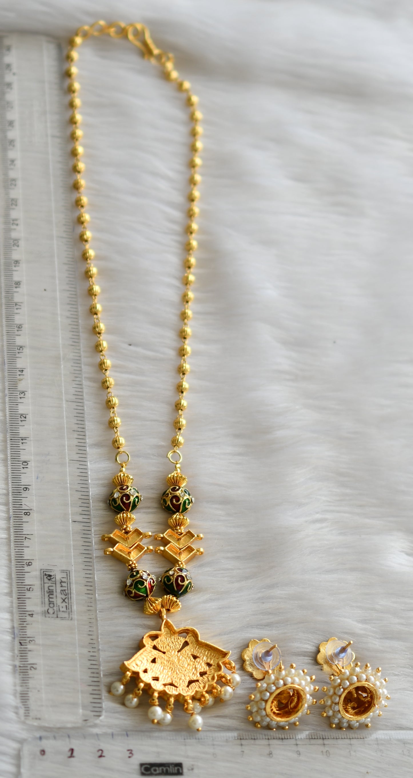 Gold tone Long temple necklace set dj-29299