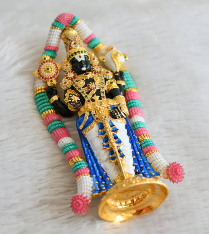 Gold tone ruby-green-white sri balaji idol/vigraham dj-48933