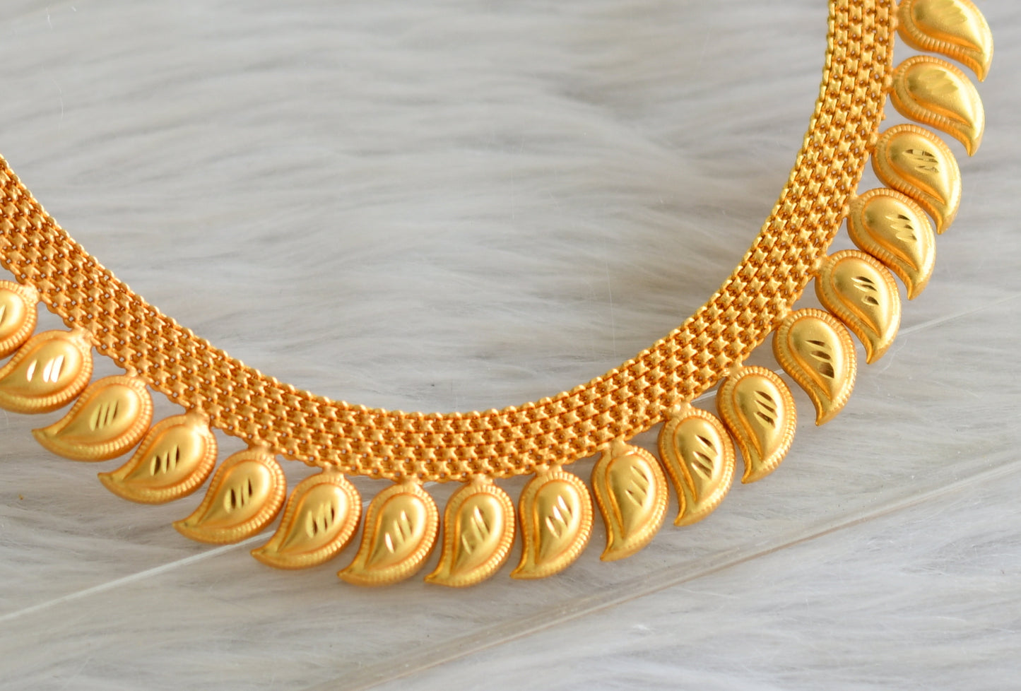 Matte gold tone kerala style mango necklace dj-43787